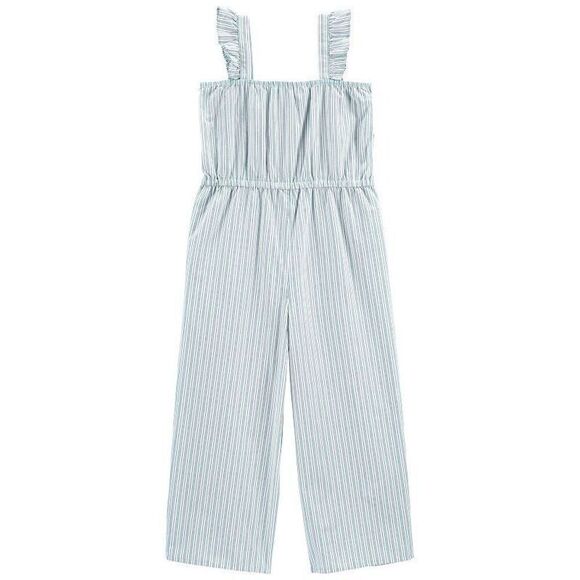 Carter’s Girls Blue Striped Smocked 100% Cotton Sleeveless Jumpsuit Size 5 - Picture 4 of 14